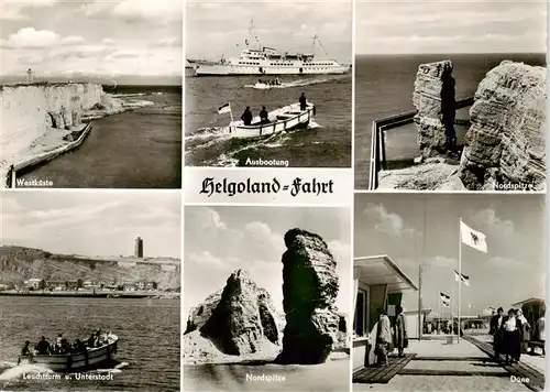 AK / Ansichtskarte  Helgoland Panorama Westkueste Ausbootung Nordspitze Leuchtturm Nordspitze Duene Helgoland