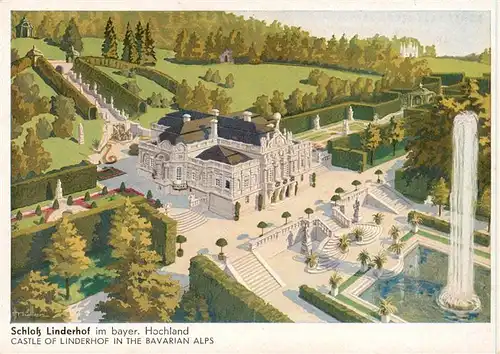 AK / Ansichtskarte  Schloss_Linderhof Kuenstlerkarte Schloss Linderhof