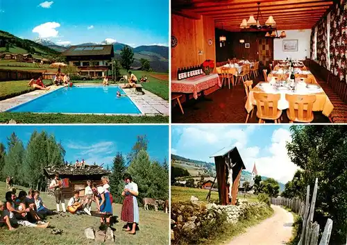 AK / Ansichtskarte  Muehlbach__Suedtirol_IT Pension Rogen Gaststube Schwimmbad Wegekreuz Park 