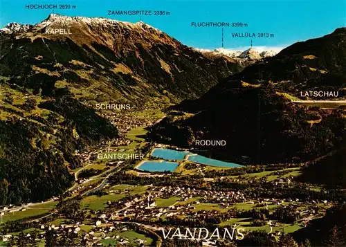 AK / Ansichtskarte  Vandans_Vorarlberg_AT Fliegeraufnahme mit Staubecken Rodund Latschau Hochjoch und Valluela 