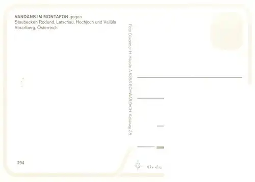 AK / Ansichtskarte  Vandans_Vorarlberg_AT Fliegeraufnahme mit Staubecken Rodund Latschau Hochjoch und Valluela 