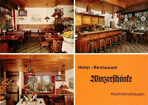 AK / Ansichtskarte  Assmannshausen_Rhein Hotel Restaurant Winzerstube Gastraeume Bar Assmannshausen Rhein