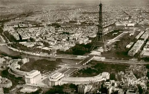 AK / Ansichtskarte  Paris_75 Vue aerienne Le Palais de Chaillot La Seine La Tour Eiffel 