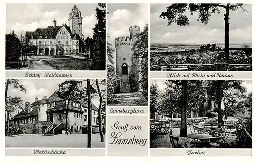 AK / Ansichtskarte 73880297 Gonsenheim Schloss Waldhausen Waldschaenke Lennebergturm Blick auf Rhein und Taunus Garten Gonsenheim