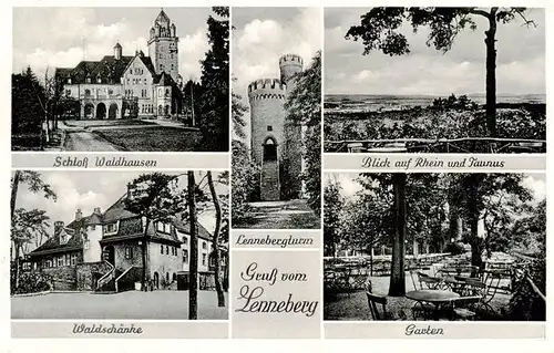 AK / Ansichtskarte  Gonsenheim Schloss Waldhausen Waldschaenke Lennebergturm Blick auf Rhein und Taunus Garten Gonsenheim