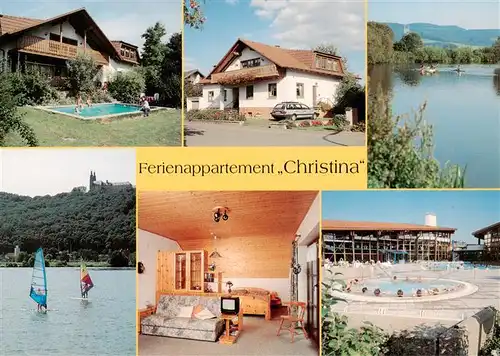 AK / Ansichtskarte  Banz_Bad_Staffelstein Ferienappartement Christina Main mit Vierzehnheiligen Baggersee Kloster Obermain Therme Staffelstein Banz_Bad_Staffelstein