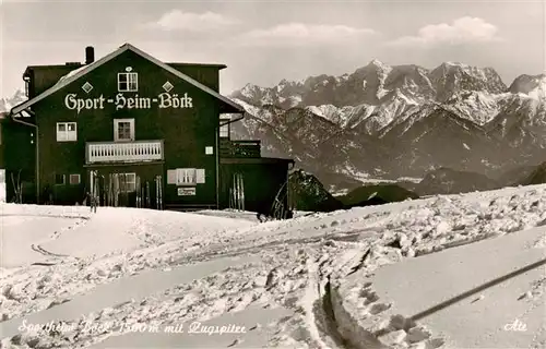 AK / Ansichtskarte 73880338 Nesselwang_Allgaeu_Bayern Sportheim Boeck am Eselsberg mit Zugspitze 