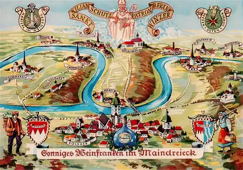 AK / Ansichtskarte  Escherndorf_Volkach Maindreieck Illustration 