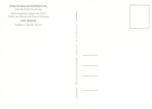 AK / Ansichtskarte  Rhens Hotel Restaurant Koenigstuhl am Rhein Rhens