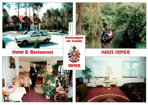 AK / Ansichtskarte 73880499 Cottbus Hotel Restaurant Haus Irmer Gastraeume Hauswappen Bootspartie Cottbus