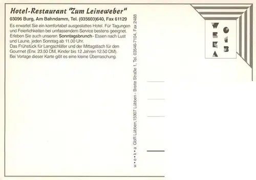 AK / Ansichtskarte 73880510 Burg_Kauper Hotel Restaurant Zum Leineweber Gastraum Burg Kauper