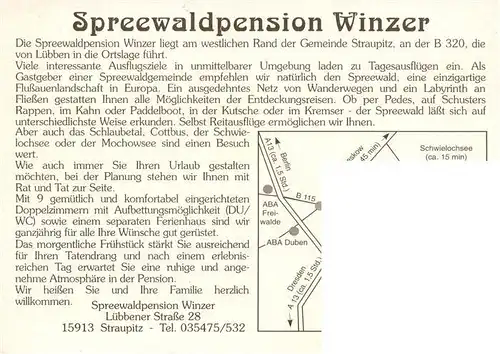 AK / Ansichtskarte 73880515 Straupitz Spreewaldpension Winzer Straupitz