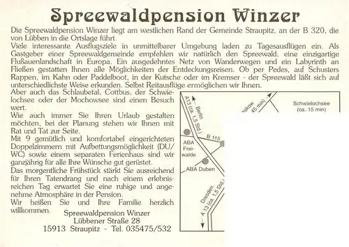 AK / Ansichtskarte  Straupitz Spreewaldpension Winzer Straupitz