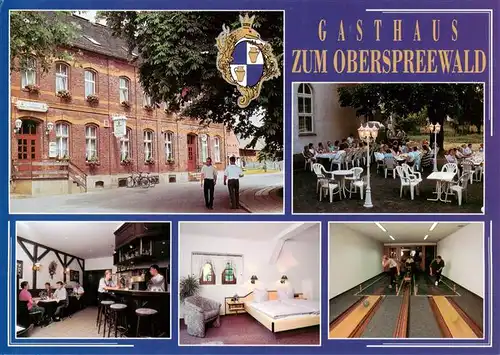 AK / Ansichtskarte 73880546 Neu_Zauche Gasthaus Zum Oberspreewald Gastraeume Bar Zimmer Kegelbahn Neu_Zauche