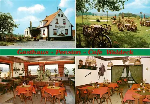 AK / Ansichtskarte 73880566 Otzberg_Odenwald Gasthaus Pension und Cafe Waldeck Gastraeume Gartenterrasse Otzberg Odenwald