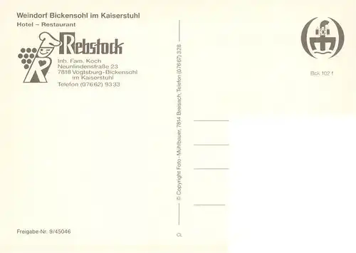 AK / Ansichtskarte 73880641 Bickensohl_Vogtsburg_Kaiserstuhl Fliegeraufnahme 