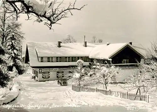 AK / Ansichtskarte  Ohlstadt Gasthof Metzgerei Drei Linden im Winter Ohlstadt