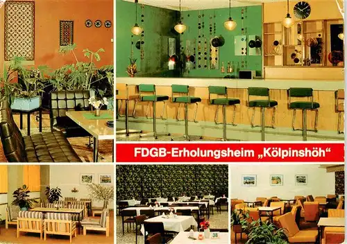 AK / Ansichtskarte 73880699 Loddin FDGB Erholungsheim Koelpinshoehe Speisesaal Aufenthaltsraum Loddin