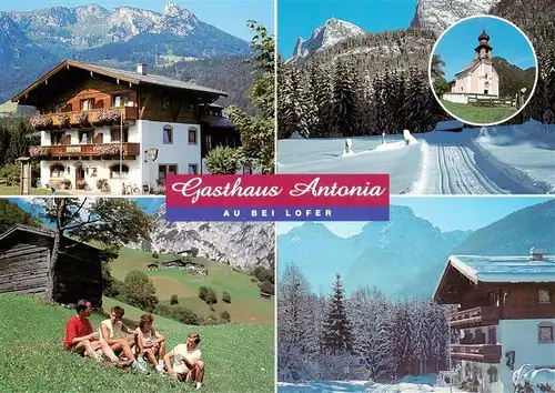 AK / Ansichtskarte  Lofer_AT Gasthaus Antonia Landschaft Winterzauber Loferer Steinberge Kapelle 