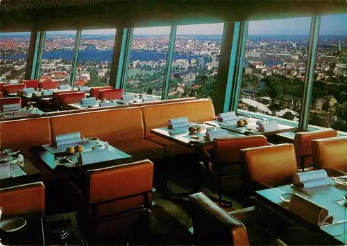 AK / Ansichtskarte 73880853 Hamburg Fernsehturm Drehbares Restaurant mit Blick auf Stadt und Alster Hamburg