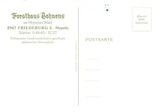 AK / Ansichtskarte 73880858 Friedeburg_Ostfriesland Forsthaus Bohnens Friedeburg_Ostfriesland