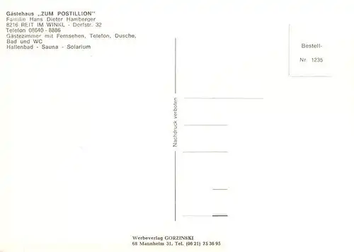 AK / Ansichtskarte  Reit_Winkl Gaestehaus Zum Postillion Reit_Winkl