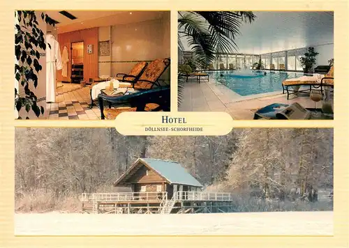 AK / Ansichtskarte 73880914 Doellnsee_Schorfheide Hotel Doellnsee Schorfheide Sauna Hallenbad Badehaus im Winter 