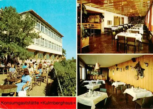 AK / Ansichtskarte  Saalfeld_Saale Konsumgaststaette Kulmberghaus Terrasse Gastraeume Saalfeld_Saale