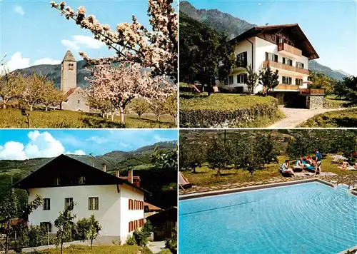 AK / Ansichtskarte  Naturns_Naturno_Suedtirol_IT Garni Oberreindlhof Kirche Schwimmbad 