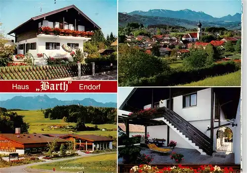 AK / Ansichtskarte 73881008 Endorf_Bad Haus Barth Kurmittelhaus Treppenaufgang Panorama Kirche Endorf_Bad