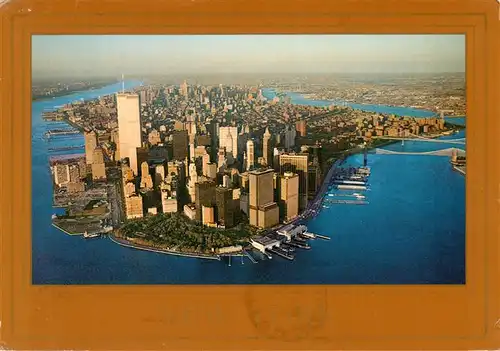 AK / Ansichtskarte 73881014 Manhattan_Isle_of_New_York Twin Towers Fliegeraufnahme 