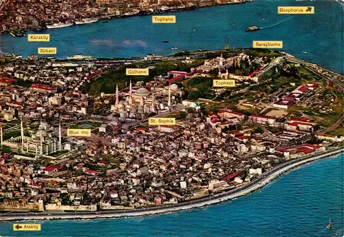 AK / Ansichtskarte  Istanbul_Constantinopel_TK Sultanahmet Ayasofya ve Topkapi Fliegeraufnahme 