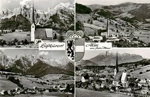 AK / Ansichtskarte  Alm_Saalfelden_am_Steinernen_Meer_AT Kirche Panorama Teilansichten 