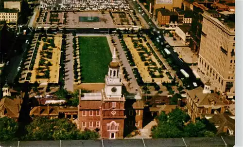 AK / Ansichtskarte 73881126 Philadelphia__Pennsylvania_USA Independence Hall Air view 