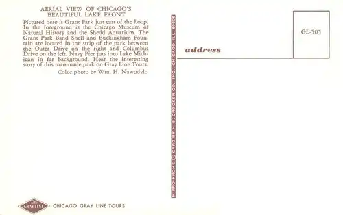 AK / Ansichtskarte  Chicago_Illinois Aerial View Grant Park Chicago Museum Shedd Aquarium 