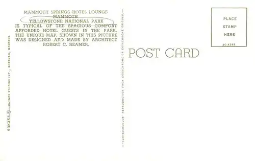 AK / Ansichtskarte 73881153 Yellowstone_National_Park_Wyoming_USA Mammoth Springs Hotel Lounge  