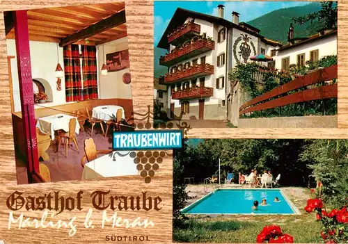 AK / Ansichtskarte 73881181 Marling_Marlengo_IT Gasthof Traube Gaststube Freibad 