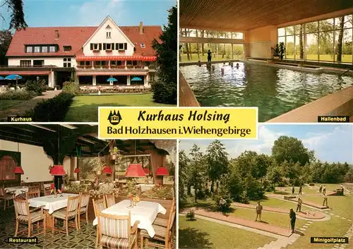 AK / Ansichtskarte  Bad_Holzhausen_Luebbecke_Preussisch_Oldendorf_NRW Kurhaus Holsing Hallenbad Restaurant Minigolfplatz 