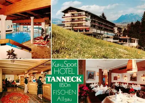 AK / Ansichtskarte  Fischen_Allgaeu Kur und Sporthotel Tanneck Hallenbad Rezeption Gastraum Fischen Allgaeu