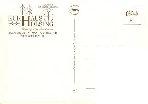 AK / Ansichtskarte 73881275 Preussisch-Oldendorf Kurhaus Holsing Gastraum 