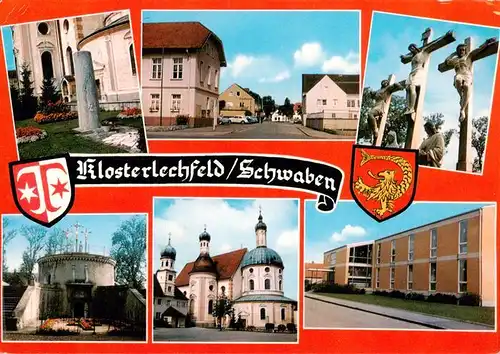 AK / Ansichtskarte  Klosterlechfeld Kirche Ortspartie Kalvarienberg Kreuze Kirche Schule Klosterlechfeld