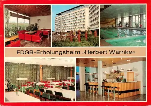 AK / Ansichtskarte  Klink_Waren FDGB Erholungsheim Herbert Warnke Gastraeume Bar Hallenbad Klink Waren