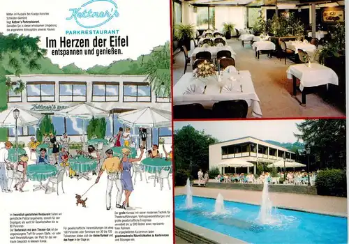 AK / Ansichtskarte  Schleiden_Eifel Kettners Parkrestaurant Gastraum Terrasse Brunnen Schleiden_Eifel