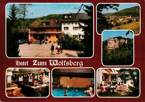 AK / Ansichtskarte  Muehlbach_Altmuehltal Hotel Zum Wolfsberg Gastraeume Hallenbad Burgruine 