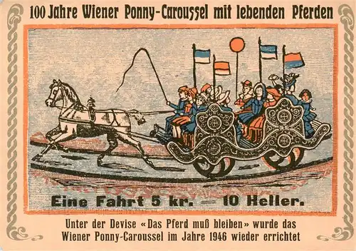 AK / Ansichtskarte  Wien_AT 100 Jahre Wiener Ponny Caroussel mit lebenden Pferden 