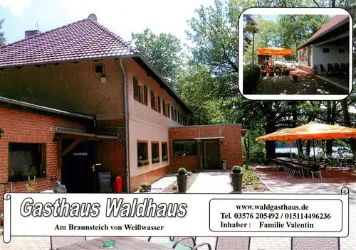 AK / Ansichtskarte 73881456 Weisswasser__Oberlausitz Gasthaus Waldhaus Am Braunsteich Terrasse 