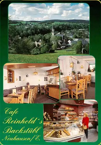 AK / Ansichtskarte  Neuhausen_Erzgebirge Cafe Reinholds Backstuebl Panorama Gaststube Verkaufstheke Neuhausen Erzgebirge