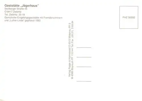 AK / Ansichtskarte  Zwoenitz Gaststaette Jaegerhaus genannt Brettmuehle Zwoenitz