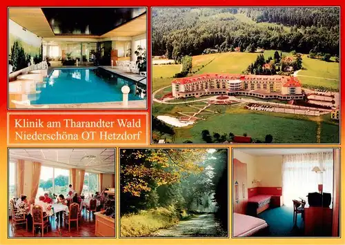 AK / Ansichtskarte 73881471 Hetzdorf_Niederschoena Klinik am Tharandter Wald Hallenbad Gastraum Waldpartie Zimmer 