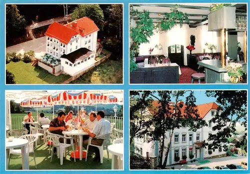 AK / Ansichtskarte 73881472 Hetzdorf_Niederschoena Waldhotel und Restaurant Bergschloesschen Gastraum Terrasse 